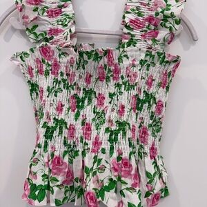 NWT Hill house Paz top size S. Pink Roses print. Retail $70